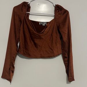Audrey Women's Rich Brown Long Sleeve Blouse